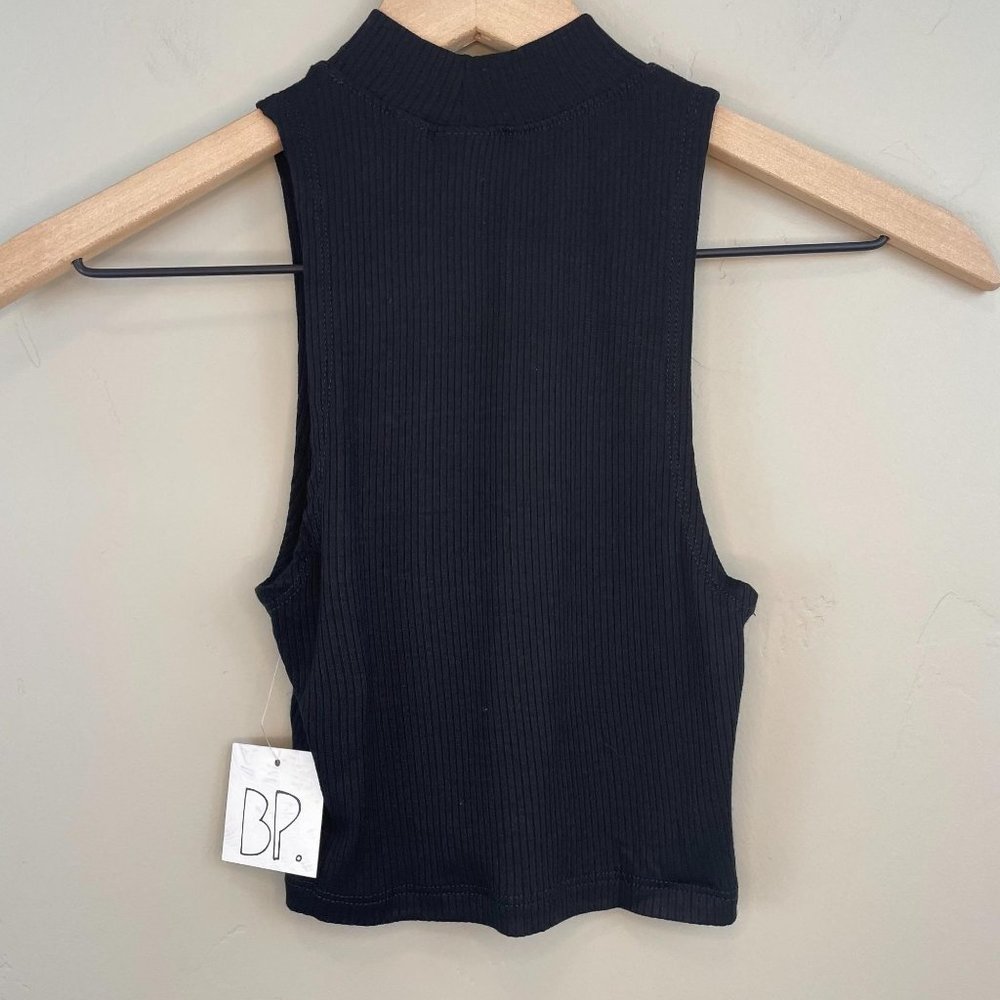 bp black mock neck ribbed sleeveless crop top XS - Picture 3 of 12